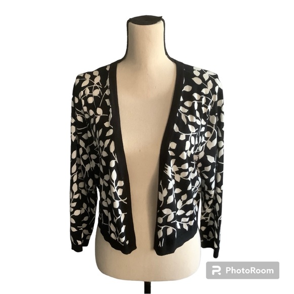 Talbots Black & White Shrug Sweater - Picture 2 of 10